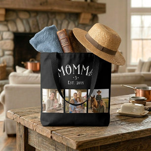 Mom Established Kids Count Chic Black 3 Photo Tote Bag