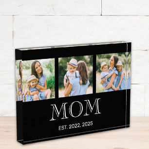 Mom Established Modern 3 Photo Black Block