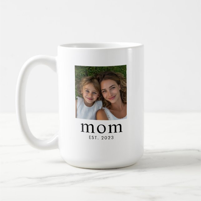 Mom Established Modern Black 2 Photo  Coffee Mug (Left)