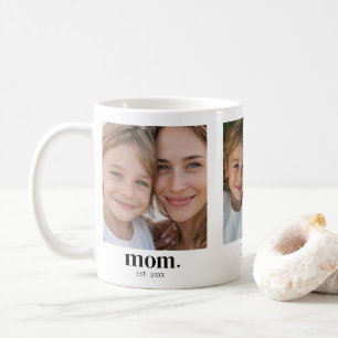 Mom Established Modern Black 3 Photo Coffee Mug