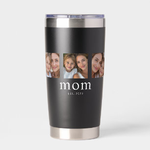 Mom Established Modern Black 3 Photo Insulated Tumbler