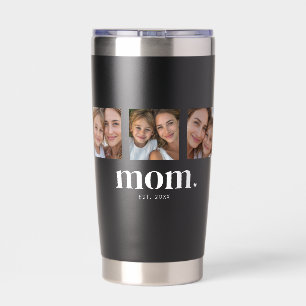 Mom Established Modern Black 3 Photo Insulated Tumbler