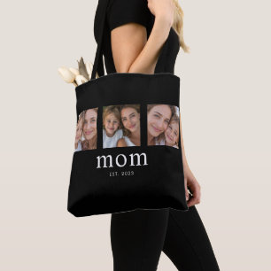Mom Established Modern Black 3 Photo Tote Bag