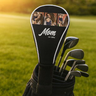 Mom Established Modern Black Photo Golf Head Cover