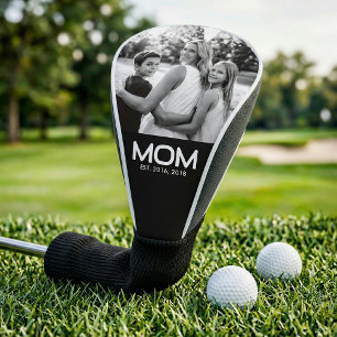 Mom Established Modern Bold Photo Golf Head Cover