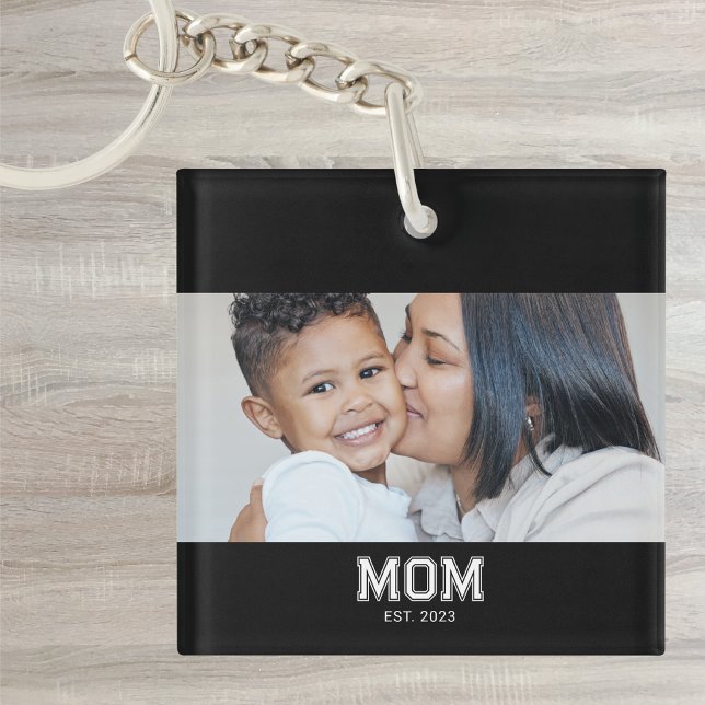 Mom Established Modern Bold Photo Keychain (Creator Uploaded)
