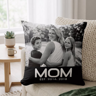 Mom Established Modern Bold Photo  Throw Pillow