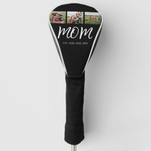 Mom Established Modern Bold Script Black 3 Photo Golf Head Cover