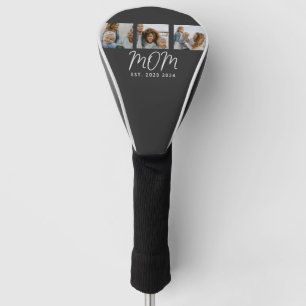 Mom Established Modern Bold Script Black 3 Photo Golf Head Cover