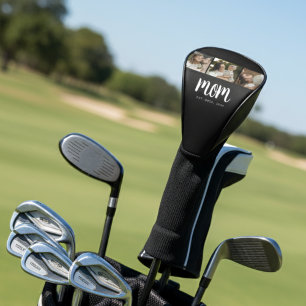 Mom Established Modern Bold Script Black 3 Photo Golf Head Cover