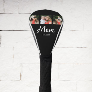 Mom Established Modern Bold Script Black 3 Photo Golf Head Cover