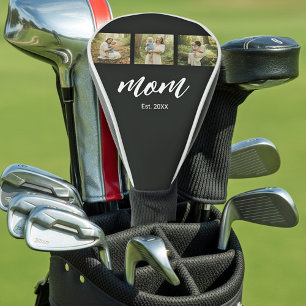 Mom Established Modern Bold Script Black 3 Photo Golf Head Cover