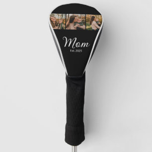 Mom Established Modern Bold Script Black 3 Photo Golf Head Cover