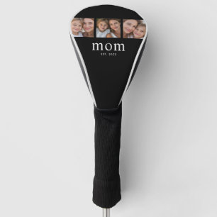Mom Established Modern Bold Script Black 3 Photo Golf Head Cover