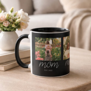 Mom Established Modern Bold Script Black 3 Photo Mug