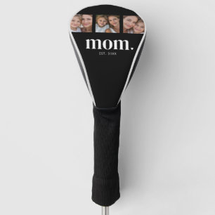 Mom Established Modern Minimal Black 3 Photo Golf Head Cover