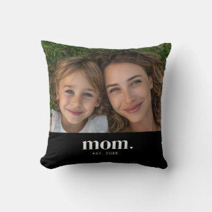 Mom Established Modern Minimal Photo Throw Pillow