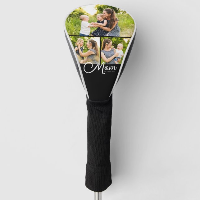 Mom Established Modern Script 3 Photo  Golf Head Cover (Front)