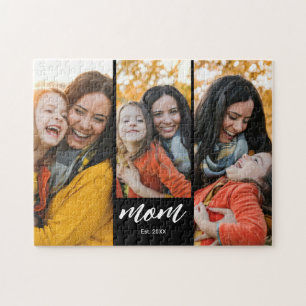 Mom Established Modern Script 3 Photo Jigsaw Puzzle