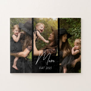 Mom Established Modern Script 3 Photo Jigsaw Puzzle