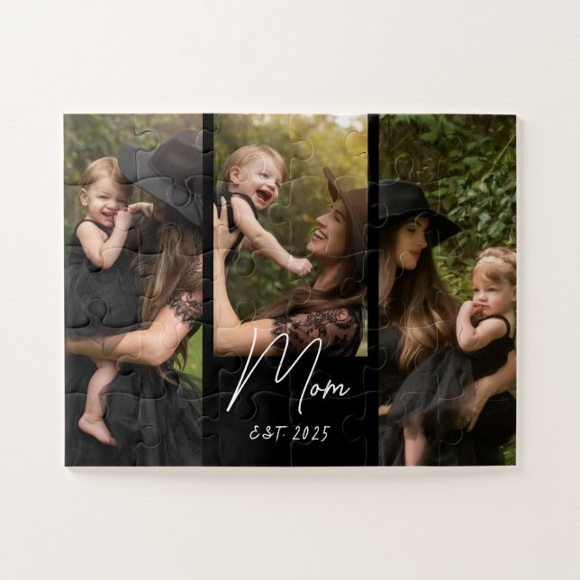 Mom Established Modern Script 3 Photo  Jigsaw Puzzle (Horizontal)