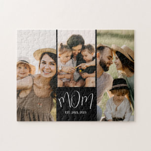 Mom Established Modern Script 3 Photo Jigsaw Puzzle