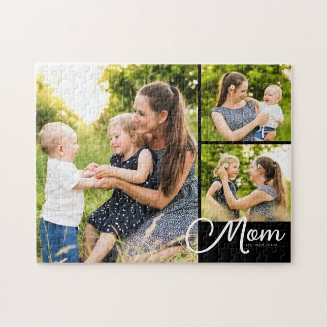 Mom Established Modern Script 3 Photo  Jigsaw Puzzle (Horizontal)