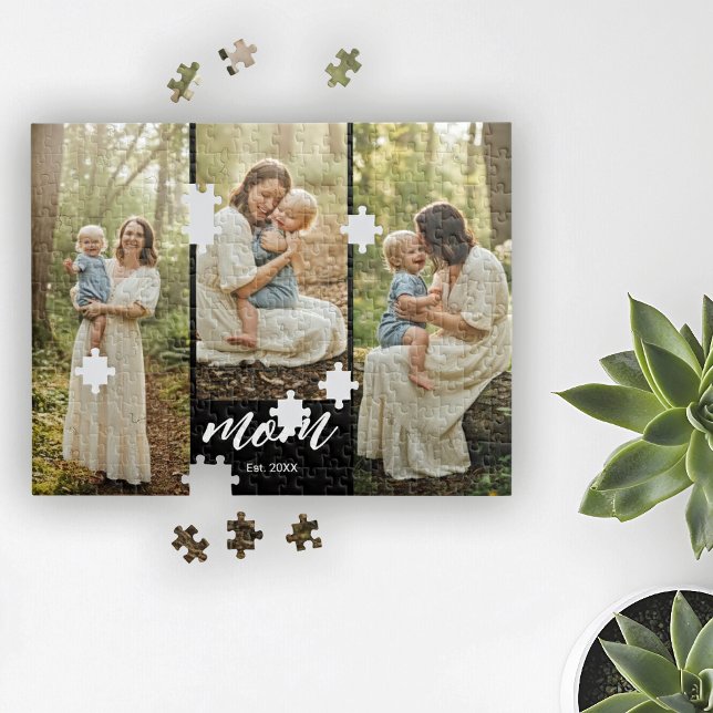 Mom Established Modern Script 3 Photo Jigsaw Puzzle (Creator Uploaded)