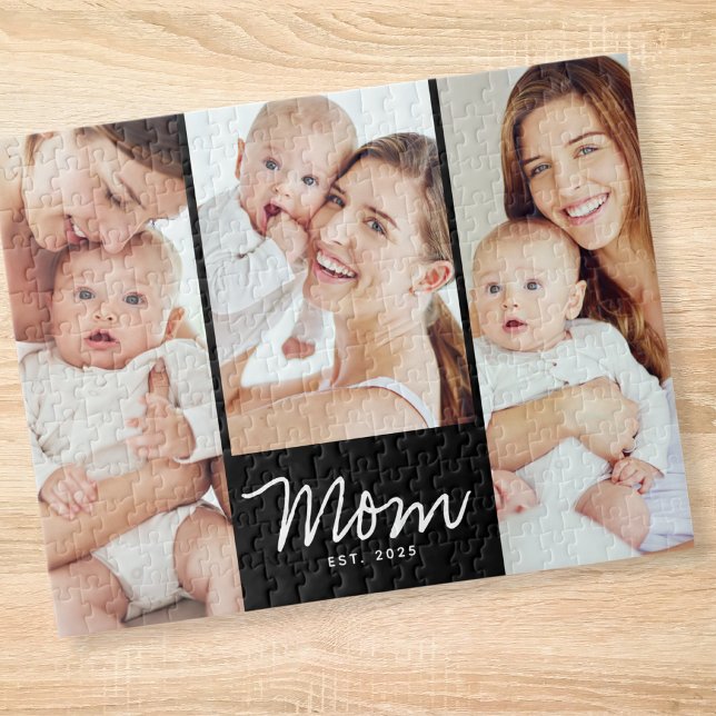 Mom Established Modern Script 3 Photo Jigsaw Puzzle (Creator Uploaded)