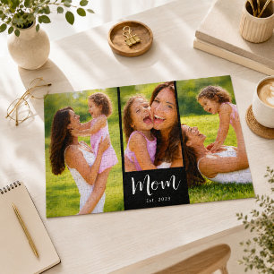 Mom Established Modern Script 3 Photo Jigsaw Puzzle