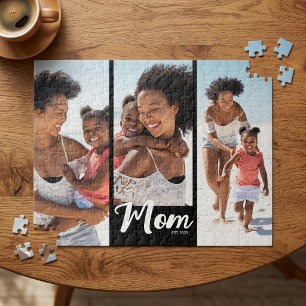 Mom Established Modern Script 3 Photo Jigsaw Puzzle