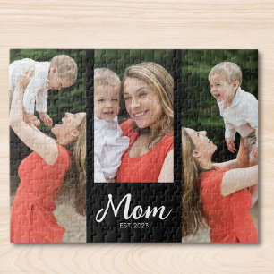 Mom Established Modern Script 3 Photo  Jigsaw Puzzle