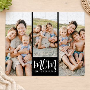 Mom Established Modern Script 3 Photo Jigsaw Puzzle