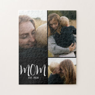 Mom Established Modern Script 3 Photo Jigsaw Puzzle