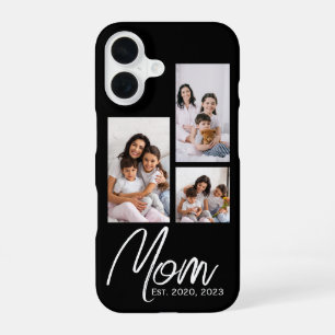 Mom Established Modern Script Black 3 Photo Case
