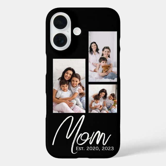 Mom Established Modern Script Black 3 Photo Case (Back)