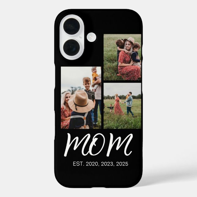 Mom Established Modern Script Black 3 Photo Case-Mate iPhone Case (Back)