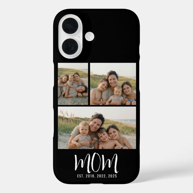 Mom Established Modern Script Black 3 Photo Case-Mate iPhone Case (Back)