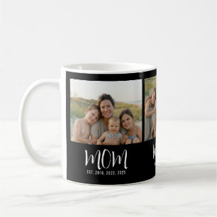 Mom Established Modern Script Black 3 Photo Coffee Mug