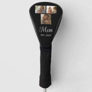 Mom Established Modern Script Black 3 Photo Golf Head Cover