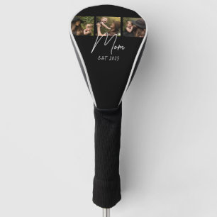 Mom Established Modern Script Black 3 Photo Golf Head Cover