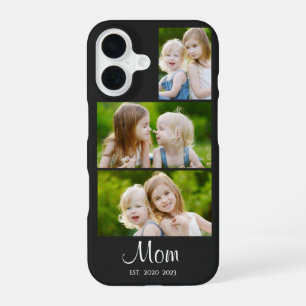 Mom Established Modern Script Black 3 Photo iPhone 16 Case