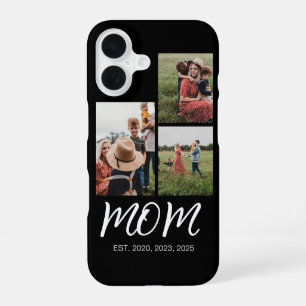 Mom Established Modern Script Black 3 Photo iPhone 16 Case