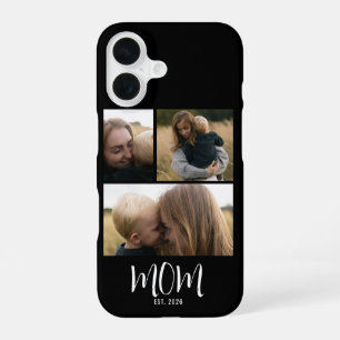Mom Established Modern Script Black 3 Photo iPhone 16 Case