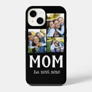 Mom Established Modern Script Black 3 Photo iPhone 14 Case