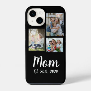 Mom Established Modern Script Black 3 Photo iPhone 14 Case