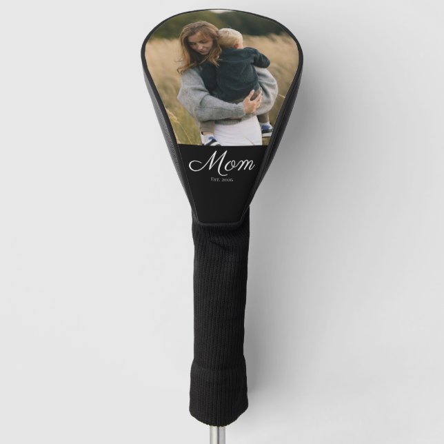 Mom Established Modern Script Photo Golf Head Cover (Front)