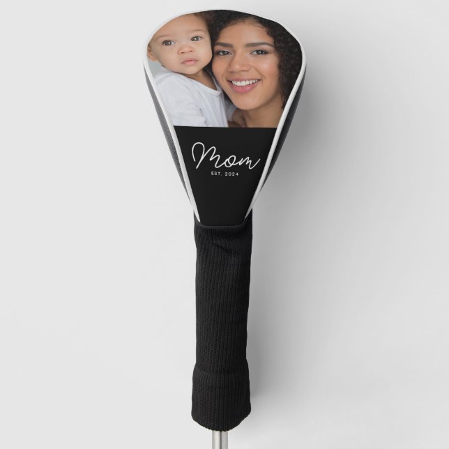 Mom Established Modern Script Photo Golf Head Cover (Front)