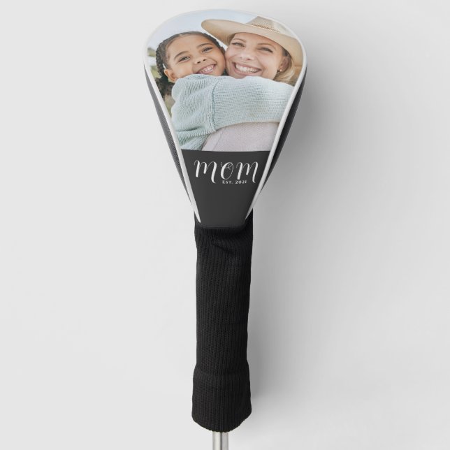 Mom Established Modern Script Photo Golf Head Cover (Front)