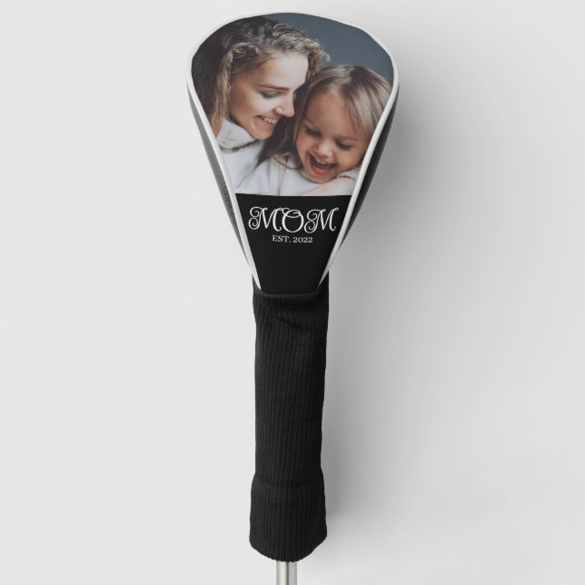 Mom Established Modern Script Photo Golf Head Cover (Front)